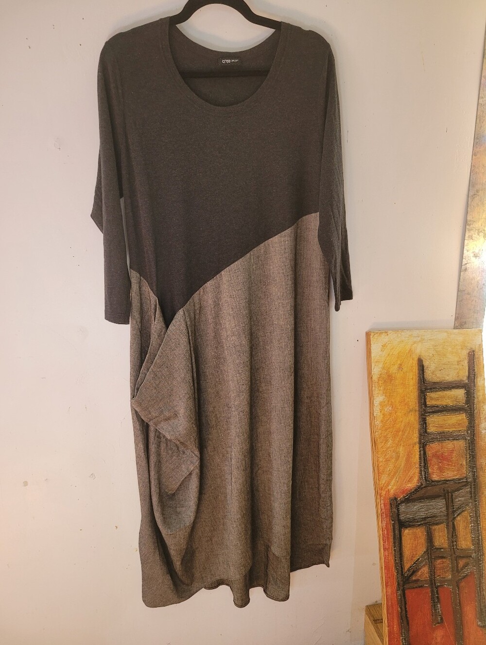 Crea Concept 42/10 Black Linen Crewneck Asymetrical